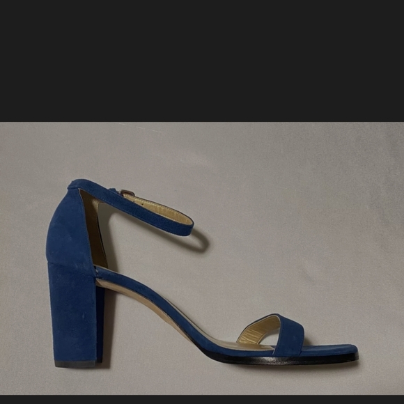 Stuart Weitzman Nearlynude Ankle Strap Sandal Heel Nice Aqua Blue Suede - Picture 8 of 12
